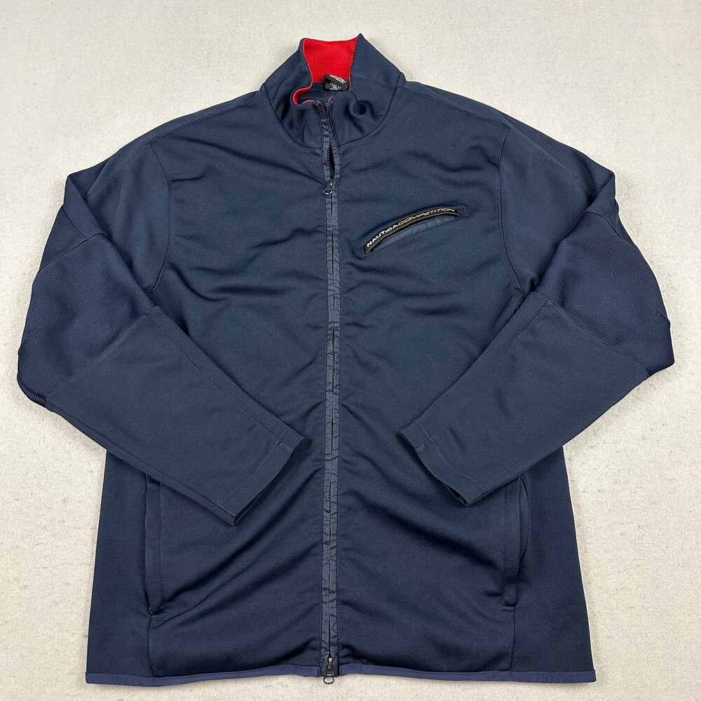 Vintage Nautica Competition Jacket Men Extra Large Blue Solid Full Zip XL USA